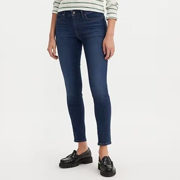 Levi's 711 Skinny Jeans Mid Rise Dark Wash Blue Women's Size 28 x 28 NWT - Picture 1 of 12